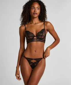 Amel String mit hohem Beinausschnitt - Schwarz