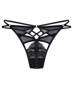 Amel String mit hohem Beinausschnitt - Schwarz