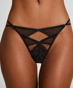 Amel String mit hohem Beinausschnitt - Schwarz
