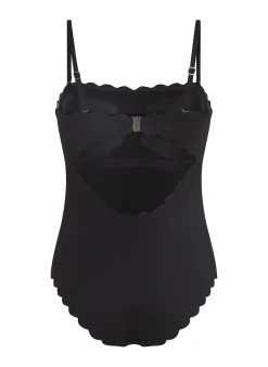 Badeanzug Bandeau Scallop - Schwarz