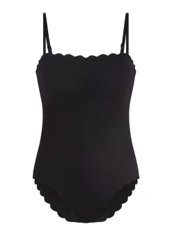 Badeanzug Bandeau Scallop - Schwarz