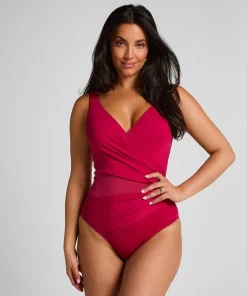 Badeanzug Shaping Shell Mesh - Rosa