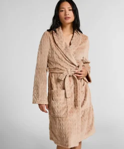 Bademantel kurz Fleece - Beige