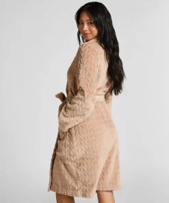 Bademantel kurz Fleece - Beige