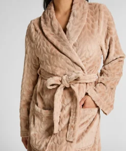 Bademantel kurz Fleece - Beige