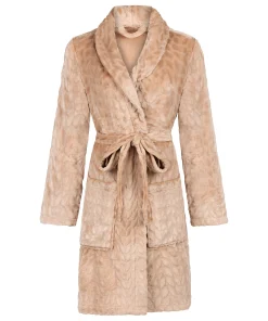 Bademantel kurz Fleece - Beige