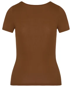 Basic Top Kurzarm - Braun