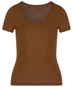 Basic Top Kurzarm - Braun