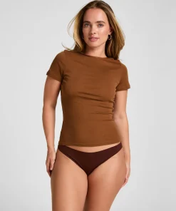 Basic Top Kurzarm - Braun