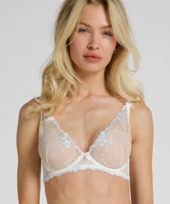 Bügel-Longline-BH ohne Polsterung Peonie - Weiß