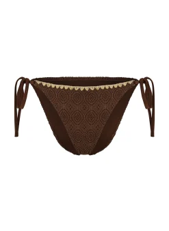 Bikini Slip Cheeky Tanga Crochet - Braun