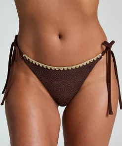 Bikini Slip Cheeky Tanga Crochet - Braun