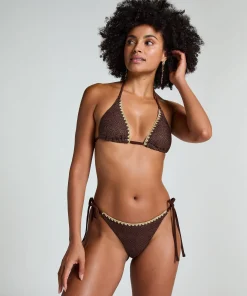 Bikini Slip Cheeky Tanga Crochet - Braun