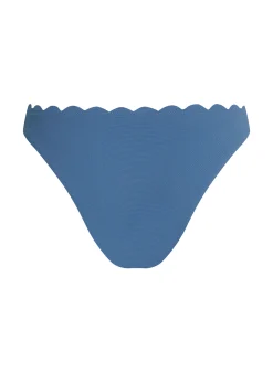 Bikini Slip mit hohem Beinausschnitt Scallop - Blau