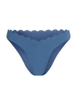 Bikini Slip mit hohem Beinausschnitt Scallop - Blau