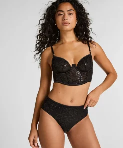 Brazilian mit hohem Beinausschnitt und hoher Taille Elle - Schwarz