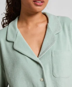 Button-up-Hemd mit Handtuch-Textur - Grün