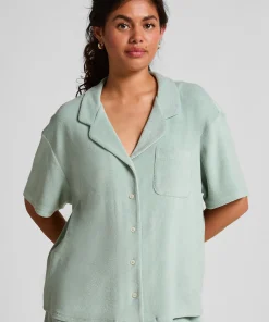 Button-up-Hemd mit Handtuch-Textur - Grün