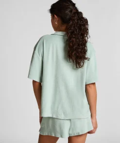 Button-up-Hemd mit Handtuch-Textur - Grün
