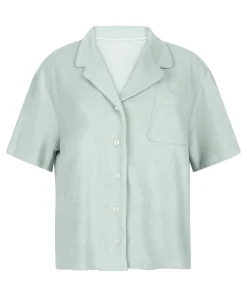 Button-up-Hemd mit Handtuch-Textur - Grün