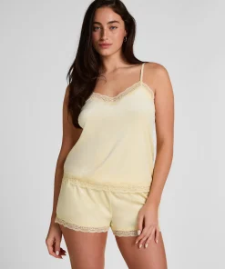 Cami Top Velours Lace - Gelb