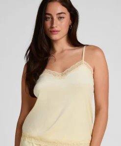 Cami Top Velours Lace - Gelb