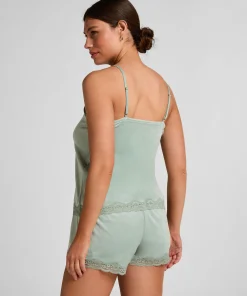 Cami Top Velours Lace - Grün