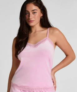 Cami Top Velours Lace - Rosa