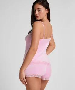 Cami Top Velours Lace - Rosa