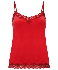 Cami Top Velours Lace - Rot