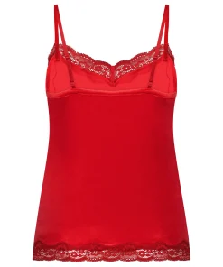 Cami Top Velours Lace - Rot