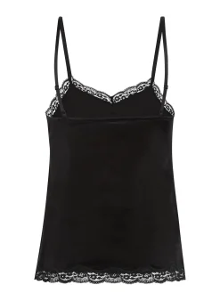 Cami Top Velours Lace - Schwarz