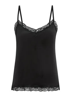 Cami Top Velours Lace - Schwarz