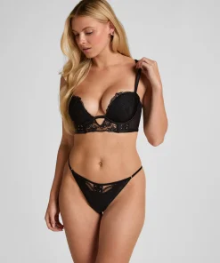 Catherine String mit hohem Beinausschnitt - Schwarz