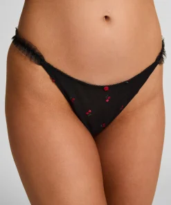 Chelsey String mit hohem Beinausschnitt - Schwarz