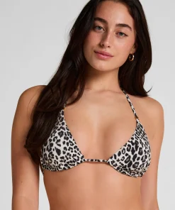 Dreieck-Bikinioberteil Leopard - Schwarz
