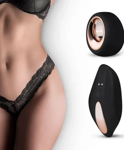 Ferngesteuerter Vibrator Spitzen-Tanga - Schwarz
