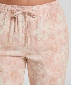 Flower Linen Hose - Rosa