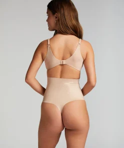 Formender Scuba-Tanga mit hoher Taille - Beige