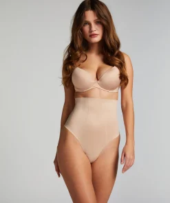 Formender Scuba-Tanga mit hoher Taille - Beige