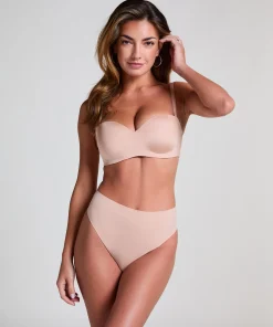 Gepolsterter trägerloser Push-Up BH mit Bügeln Smooth - Beige