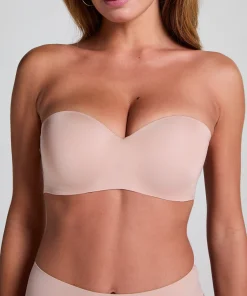 Gepolsterter trägerloser Push-Up BH mit Bügeln Smooth - Beige
