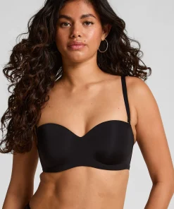 Gepolsterter trägerloser Push-Up BH mit Bügeln Smooth - Schwarz