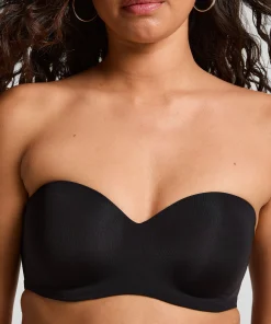Gepolsterter trägerloser Push-Up BH mit Bügeln Smooth - Schwarz