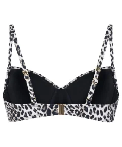 Gepolstertes Bügel-Bikini-Oberteil Leopard - Schwarz