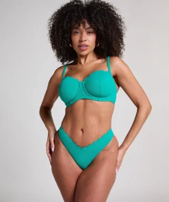 Gepolstertes trägerloses Bikinioberteil mit Bügel Scallop Cup E + - Grün