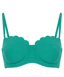 Gepolstertes trägerloses Bikinioberteil mit Bügel Scallop Cup E + - Grün