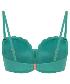 Gepolstertes trägerloses Bikinioberteil mit Bügel Scallop Cup E + - Grün