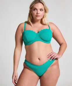 Gepolstertes trägerloses Bikinioberteil mit Bügel Scallop Cup E + - Grün