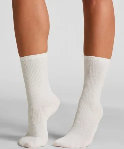Gerippte Crew-Socken aus Modal - Weiß